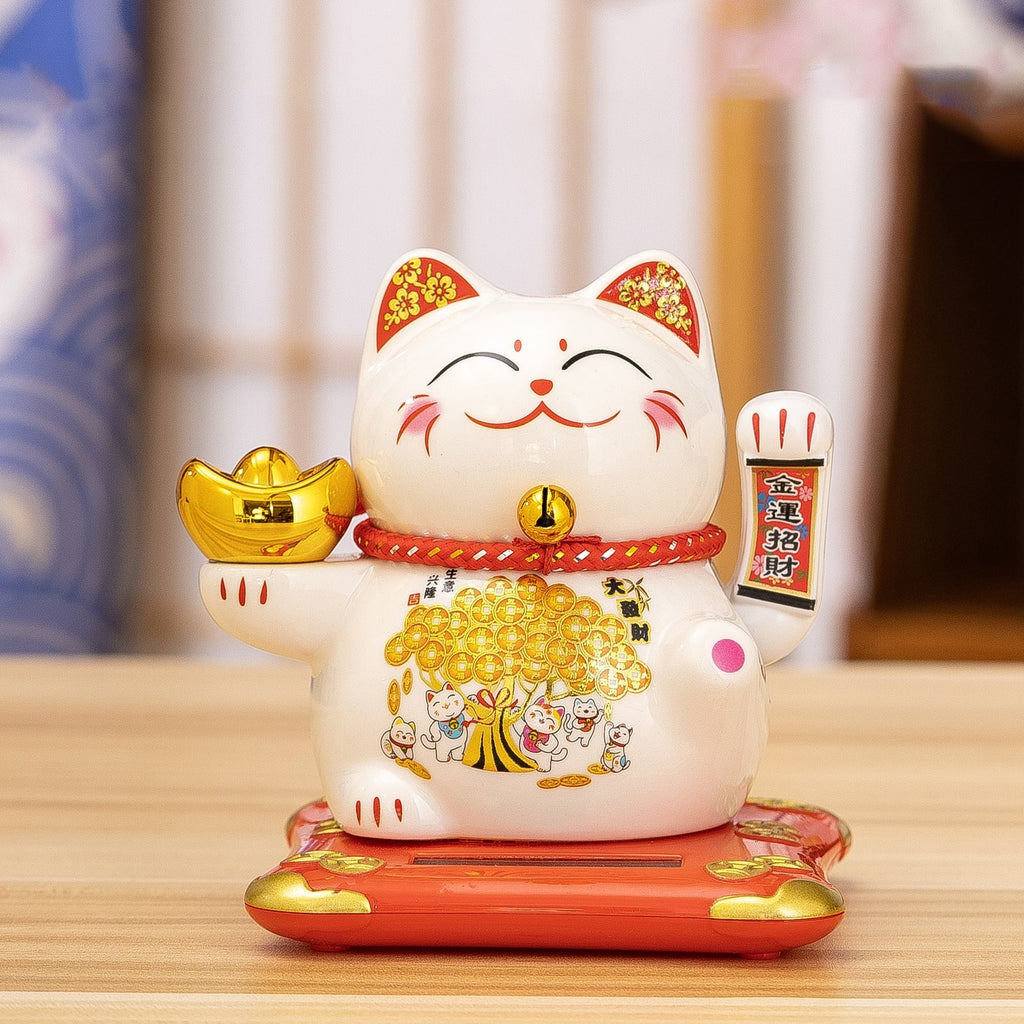 White Ceramic Maneki-neko (Lucky Cat)