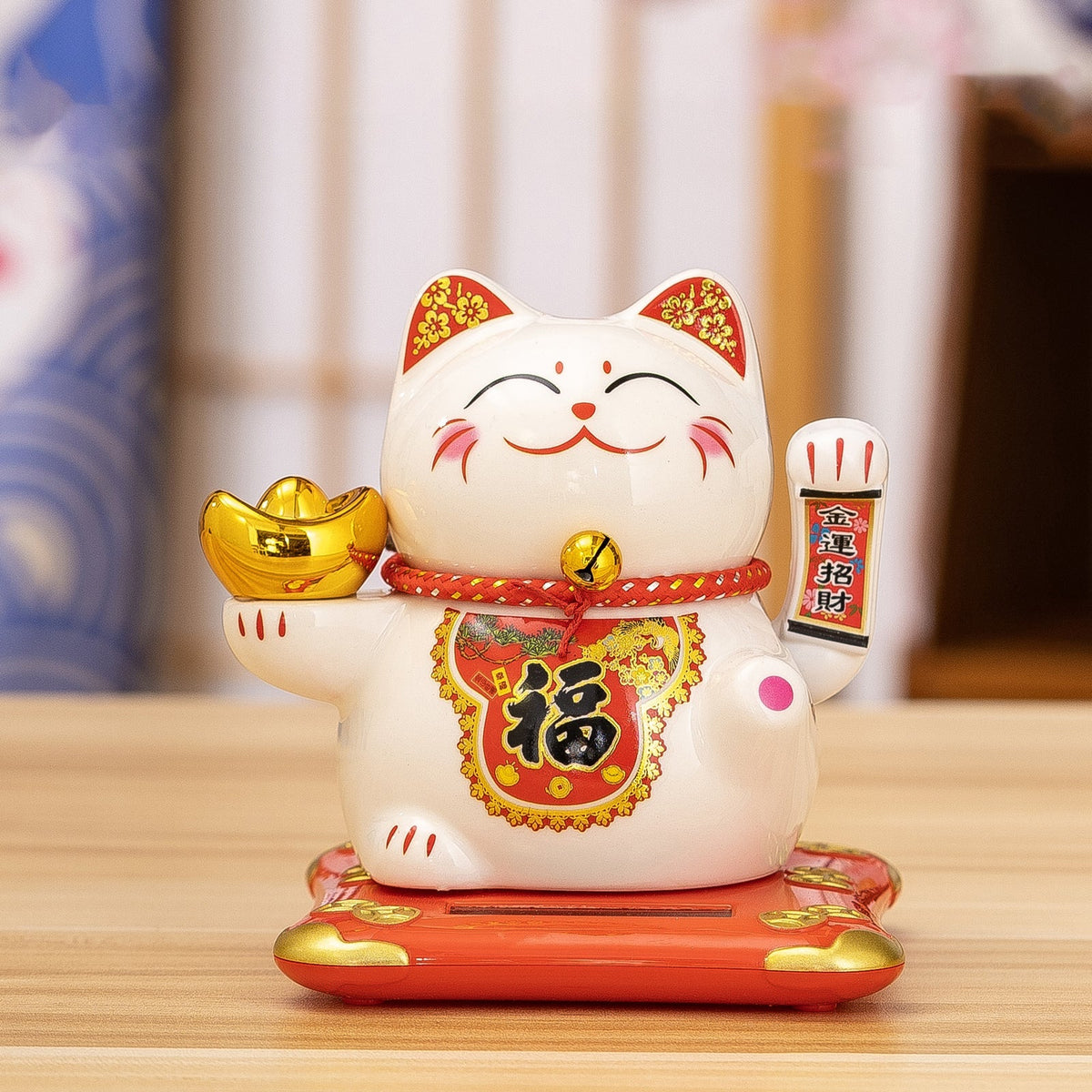 White Ceramic Maneki-neko (Lucky Cat)