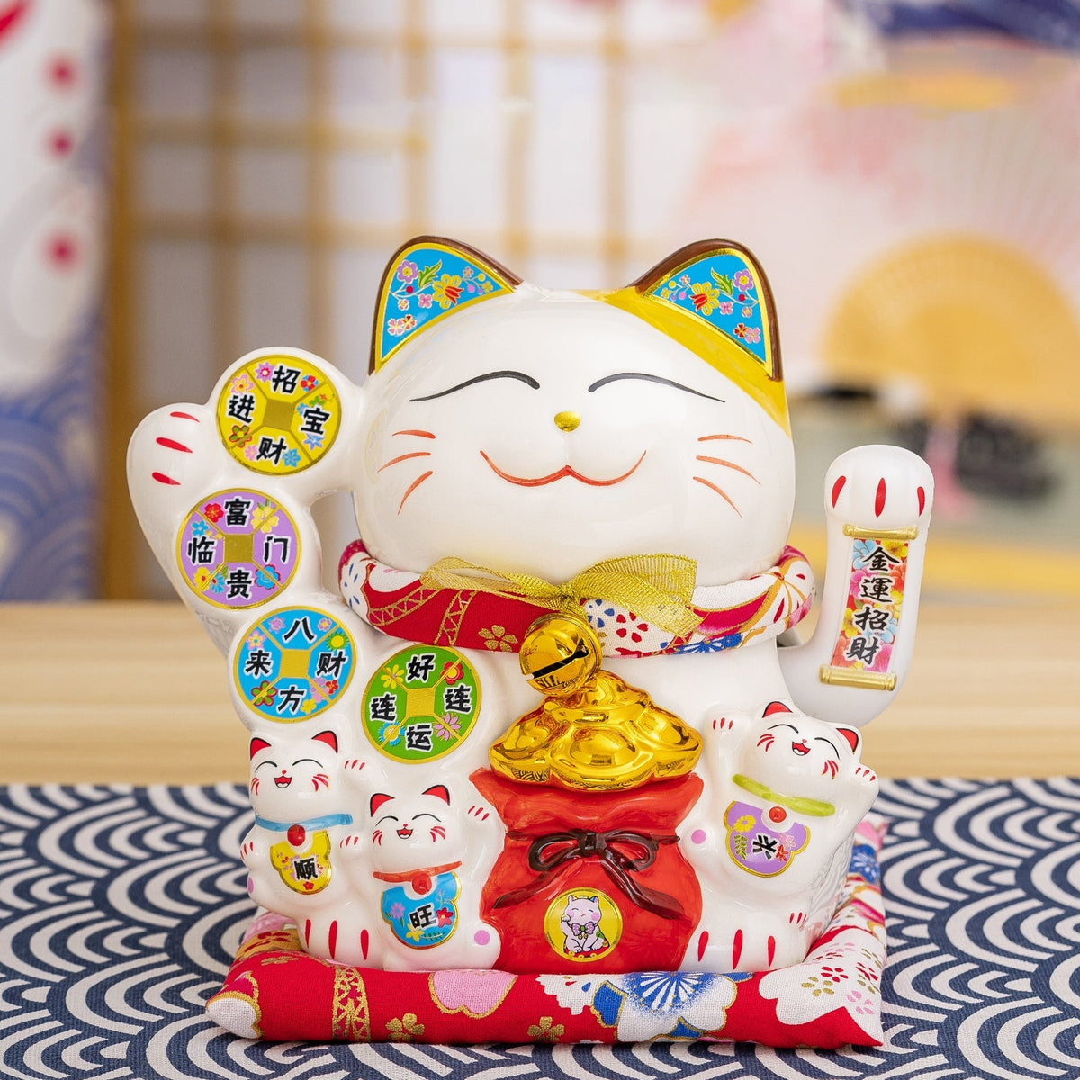 White Ceramic Maneki-neko (Lucky Cat)