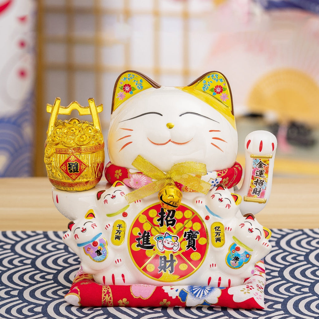 White Ceramic Maneki-neko (Lucky Cat)