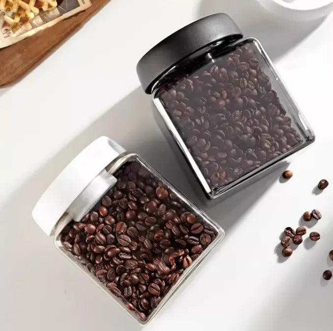 Glass Hexagonal Vacuum Canister Airtight Storage Jar