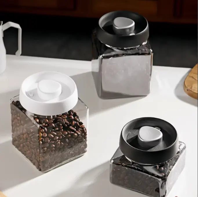 Glass Hexagonal Vacuum Canister Airtight Storage Jar