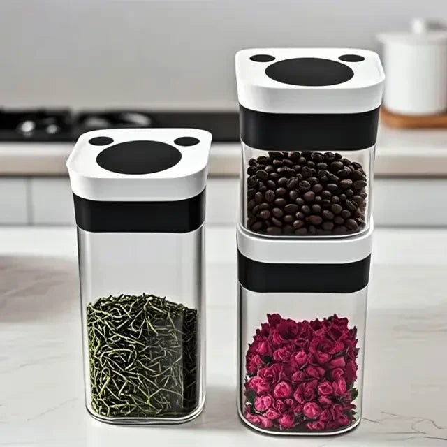 Glass Round Airtight Vacuum Canister