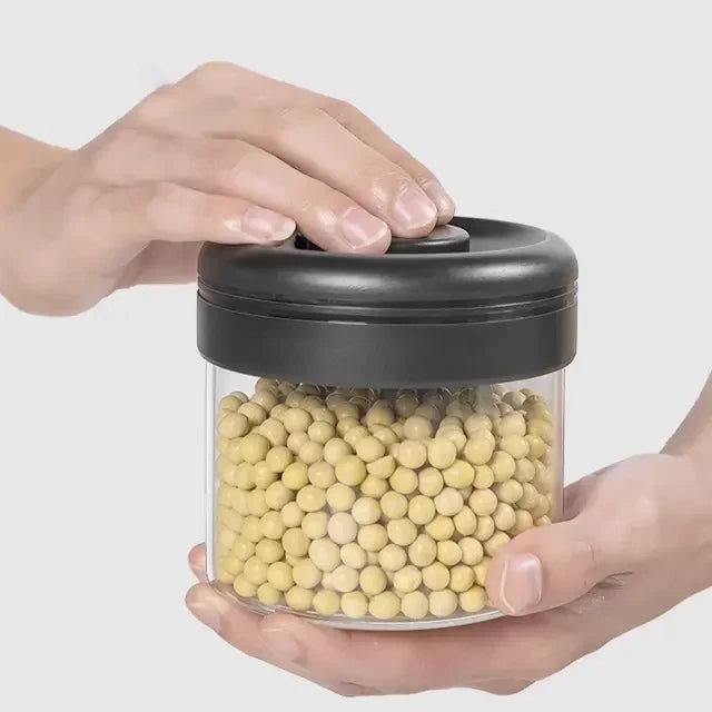 Glass Round Vacuum Canister Airtight Storage