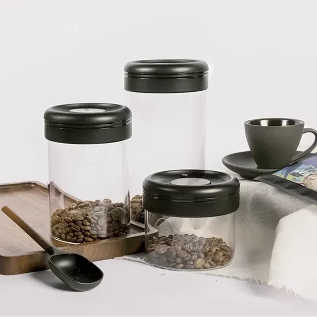 Glass Round Vacuum Canister Airtight Storage