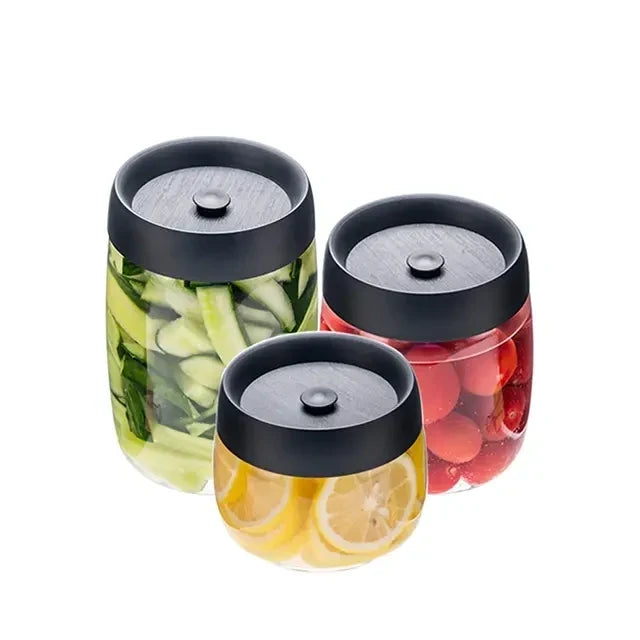 Pumpable Vacuum Clear Plastic Storage Jars Set