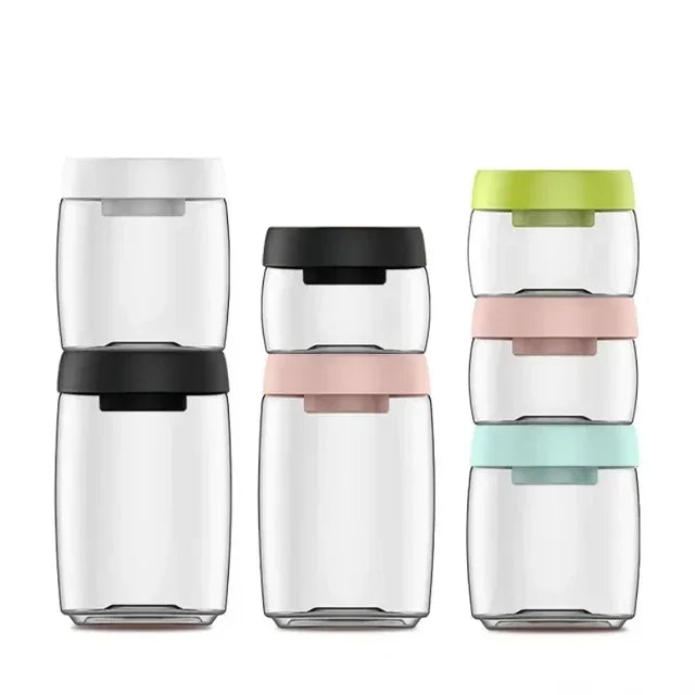 Pumpable Vacuum Clear Plastic Storage Jars Set