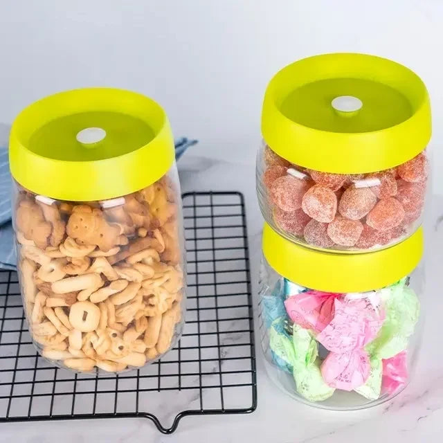 Pumpable Vacuum Clear Plastic Storage Jars Set