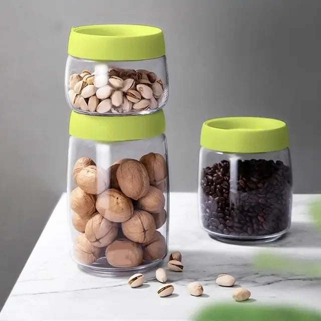 Pumpable Vacuum Clear Plastic Storage Jars Set