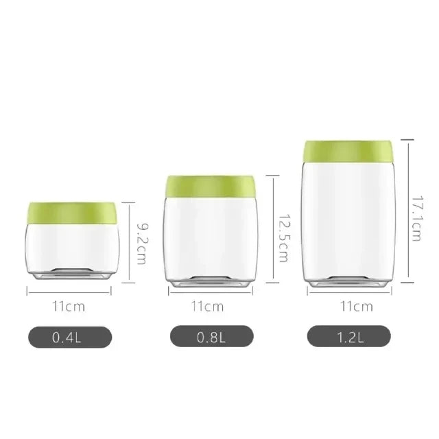 Pumpable Vacuum Clear Plastic Storage Jars Set