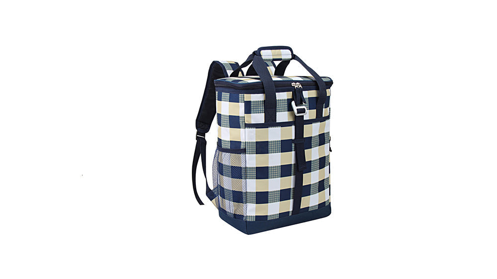 Polyester Cooler Backpack Check Pattern