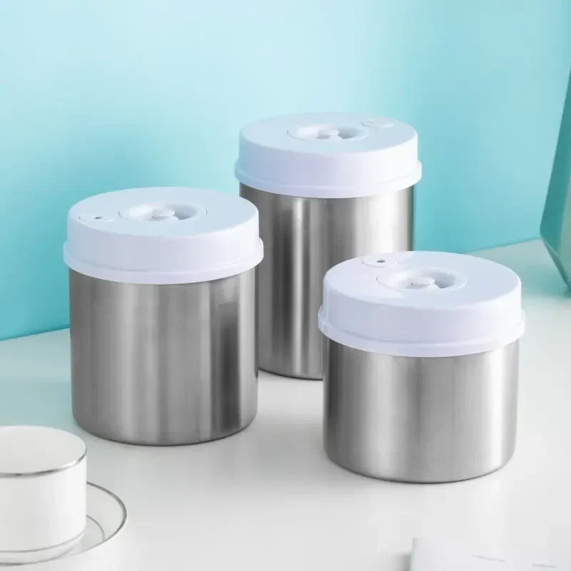 Round Shape Vacuum Airtight Container Stainless Steel