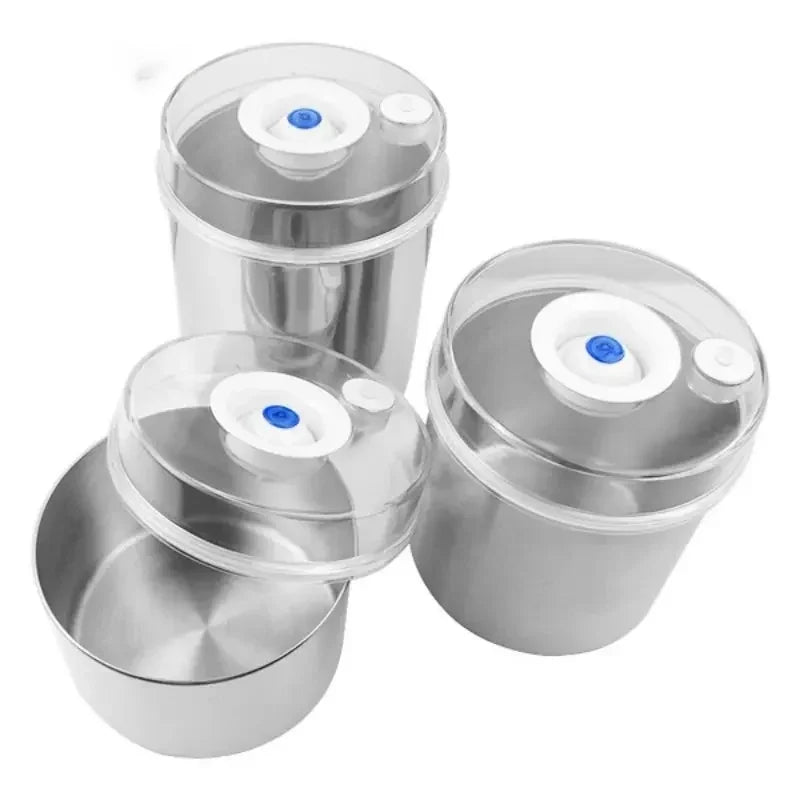 Round Shape Vacuum Airtight Container Stainless Steel