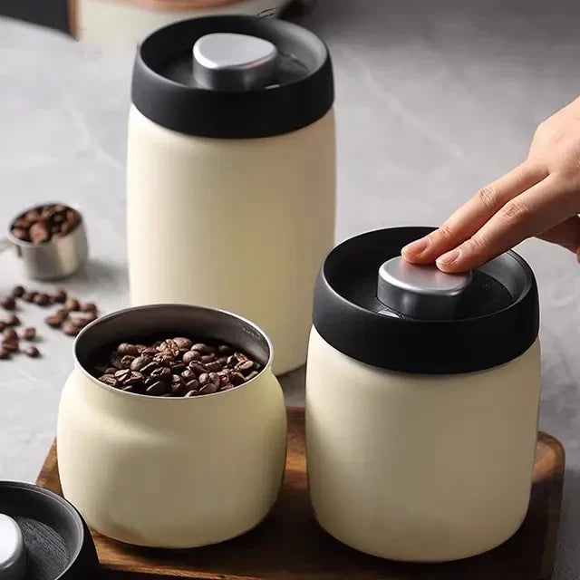 Sealed Cream Jar Stainless Steel Vacuum Coffee Beans Canister