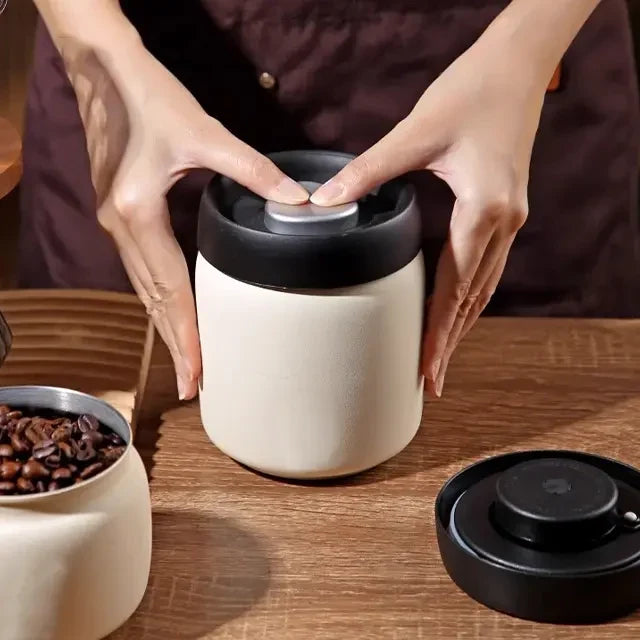 Sealed Cream Jar Stainless Steel Vacuum Coffee Beans Canister