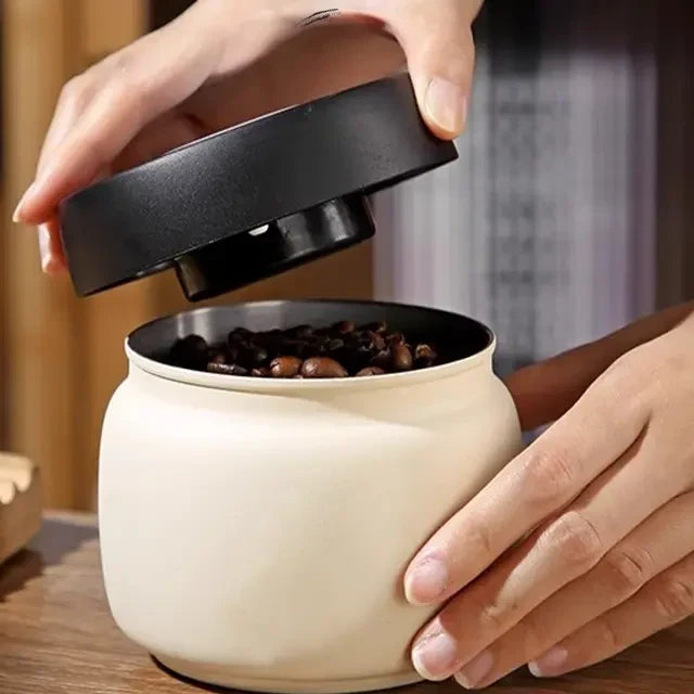 Sealed Cream Jar Stainless Steel Vacuum Coffee Beans Canister