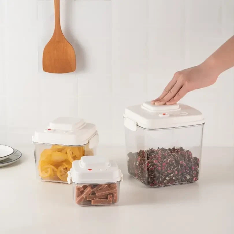 Square Plastic Container Vacuum Canisters Set