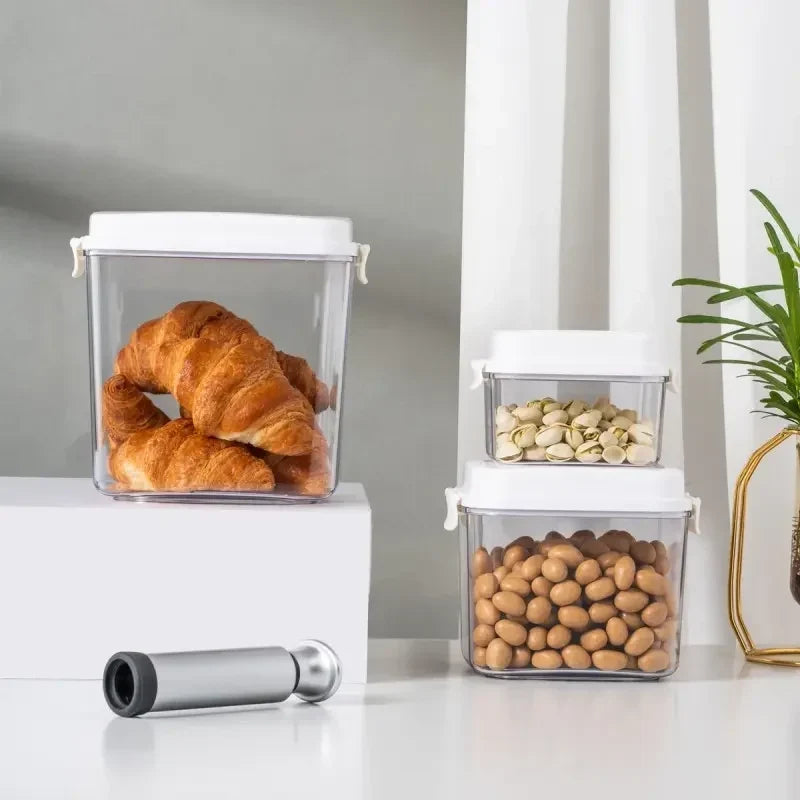 Square Pumpable Storage Locking Canisters Set
