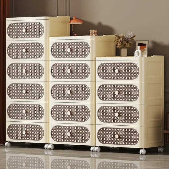 Woven Pattern Furniture Plastic Drawer Cosmetic Organization