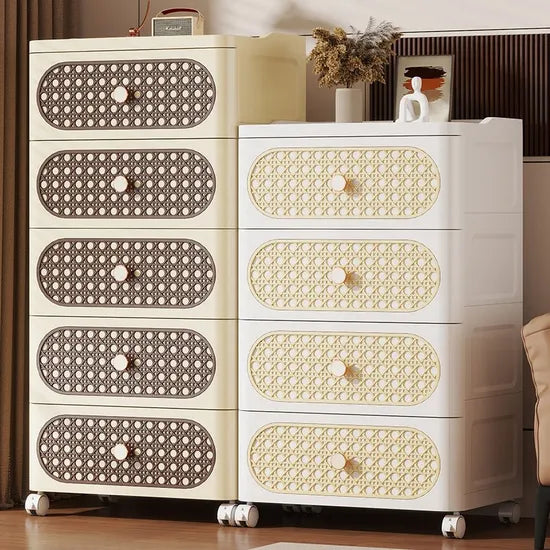 Woven Pattern Furniture Plastic Drawer Cosmetic Organization