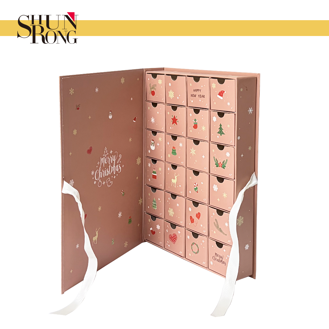 Book shaped cardboard cover advent calendar gift packaging