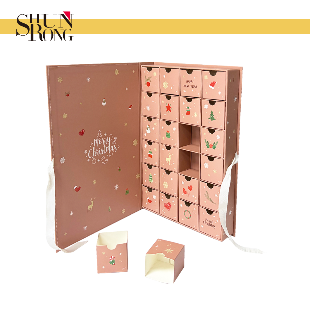 Book shaped cardboard cover advent calendar gift packaging