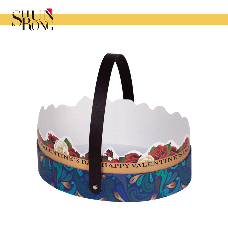 Cardboard tray basket with handle