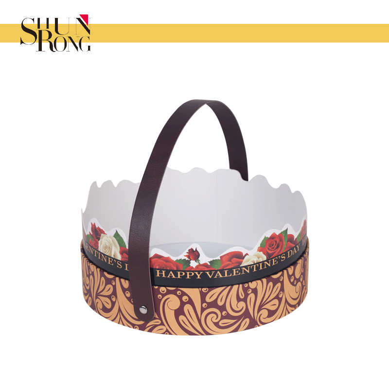 Cardboard tray basket with handle