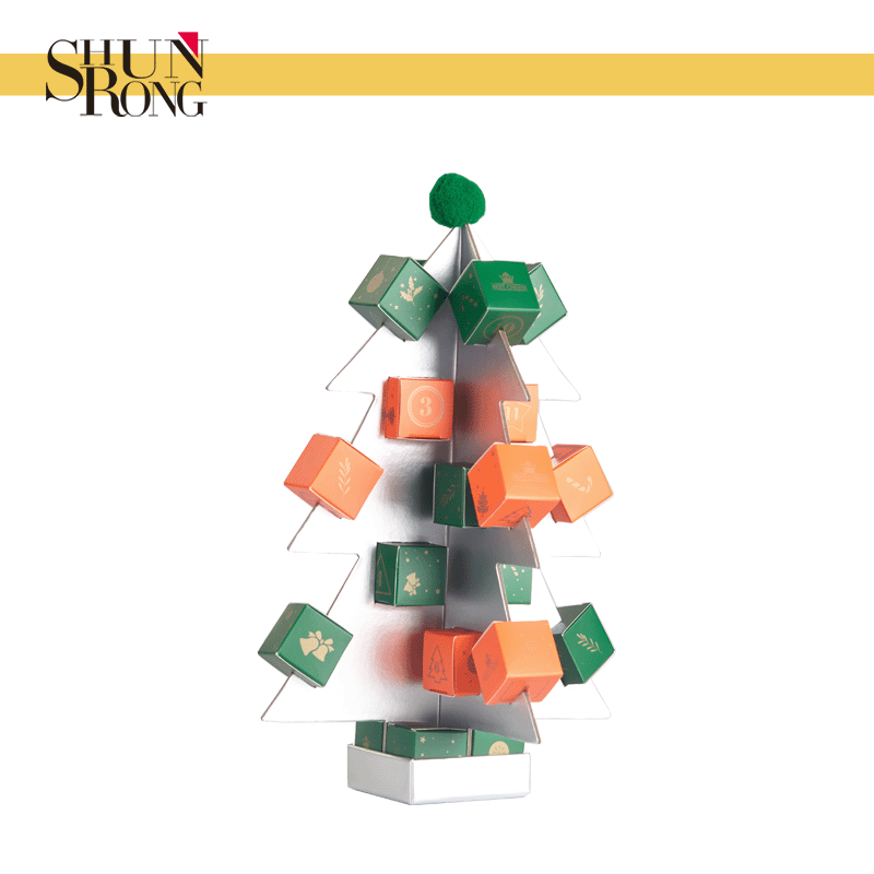 Custom advent calendar box with unique tree shape